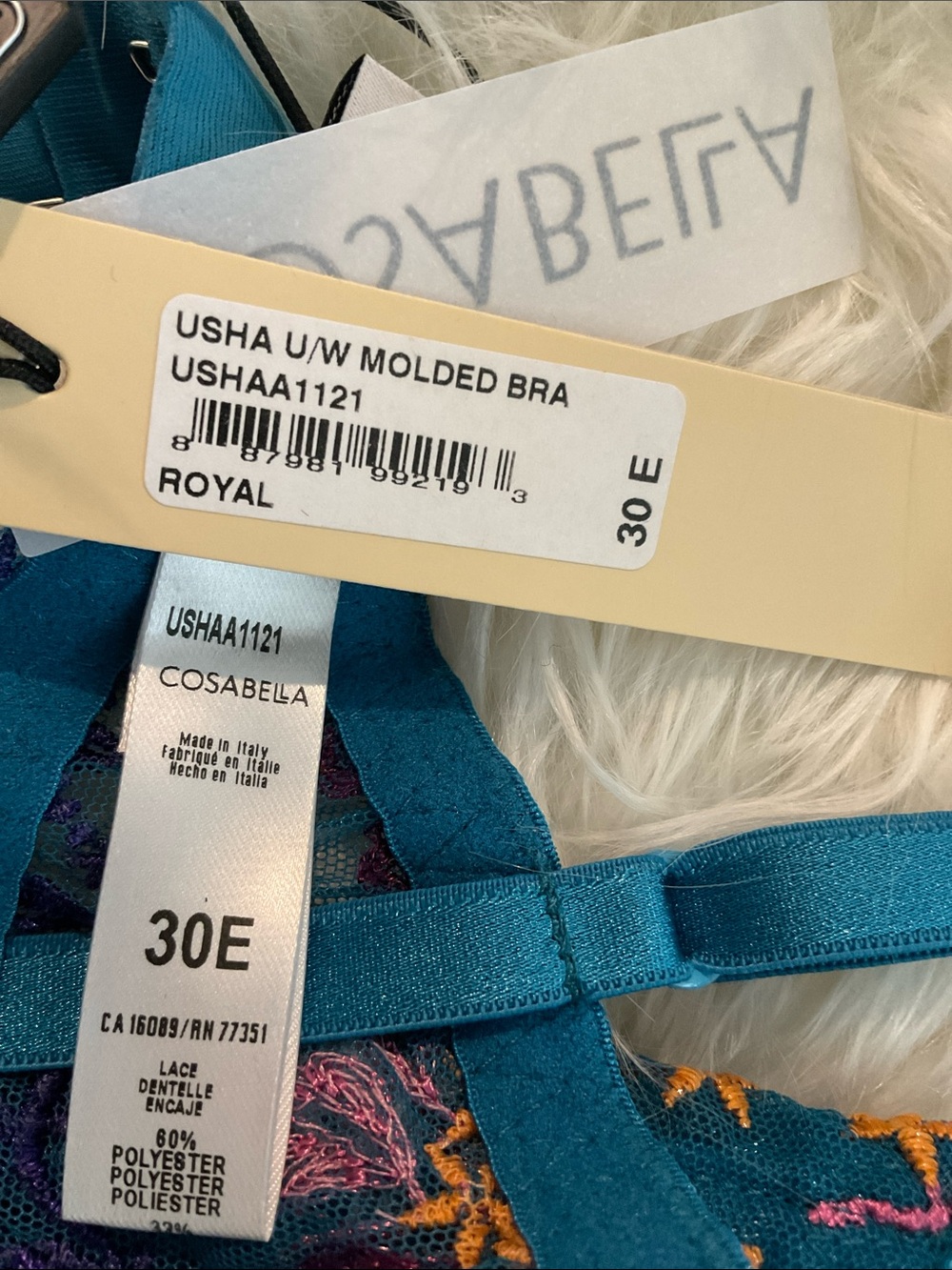 NWT Cosabella Ushuaya Molded Underwire Bra 30E Royal Blue Embroidered Lace - Picture 6 of 7